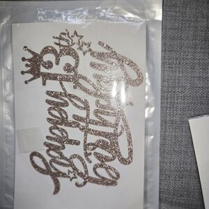 Rose Gold 13th Birthday Cake Topper - Glitter "Happy Birthday"